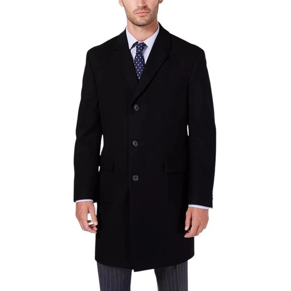 Nautica Men's Melton Classic‎ Regular Fit Batten Overcoat Coat 42R Black